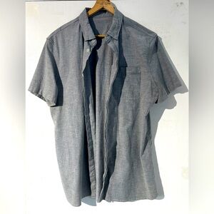 Lululemon Men Summer Fridays Button Down Gray Short Sleeve Shirt XL